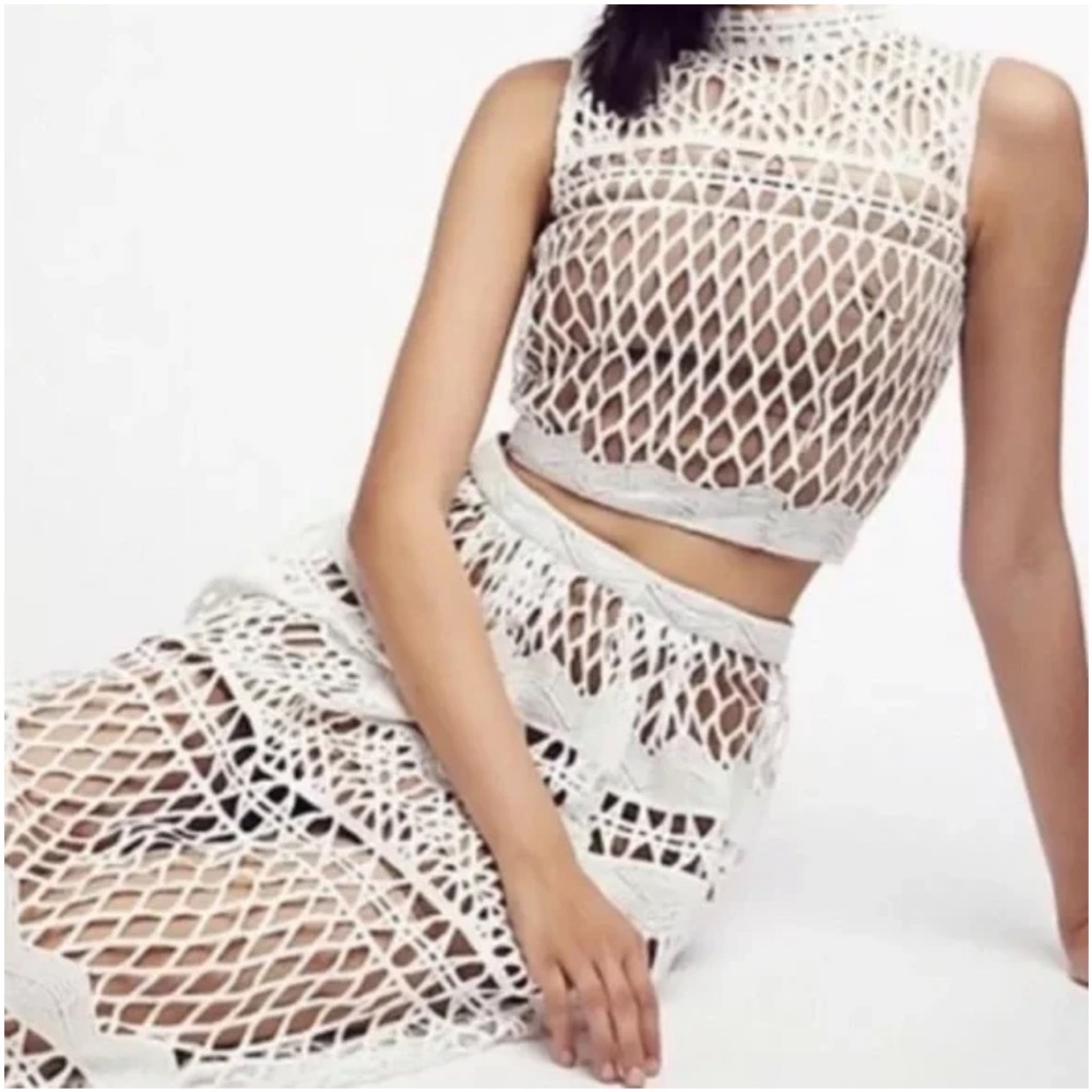 Free People Ministry Of Style Demure Set Crop Top & MIDI Skirt White Lace, 6 - Picture 5 of 16